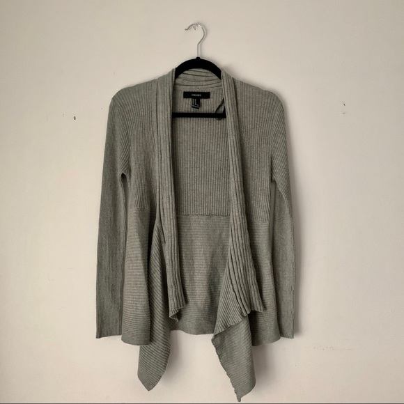 *SOLD* Forever 21 | ribbed light grey waterfall cardigan - Picture 1 of 8